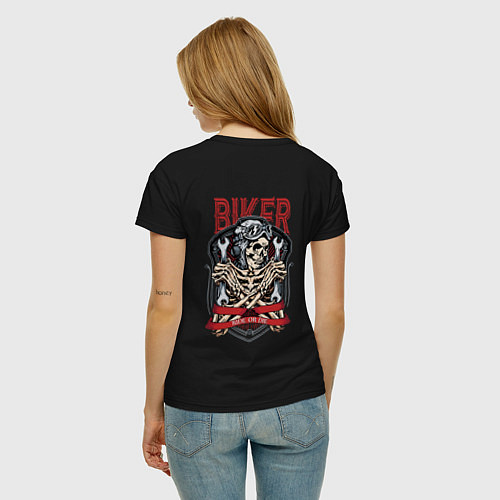 Женская футболка Cool biker Skull / Черный – фото 4