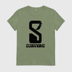 Футболка хлопковая женская Scorpions logo, цвет: авокадо
