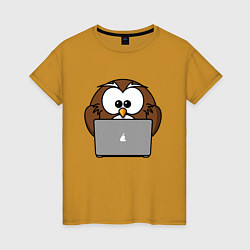Женская футболка Сова с ноутбуком