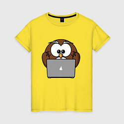Женская футболка Сова с ноутбуком