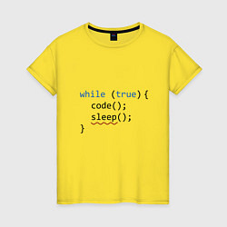 Футболка хлопковая женская Code - sleep, цвет: желтый