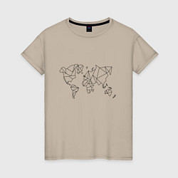 Женская футболка Карта мира-минимализм