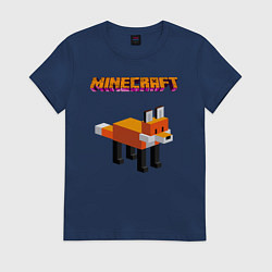 Футболка хлопковая женская Minecraft - лиса, цвет: тёмно-синий