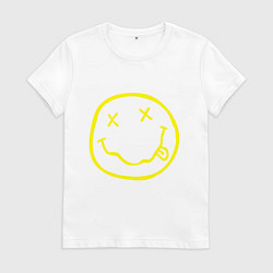 Футболка хлопковая женская NIRVANA на спине, цвет: белый