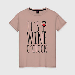 Футболка хлопковая женская Wine O'clock, цвет: пыльно-розовый