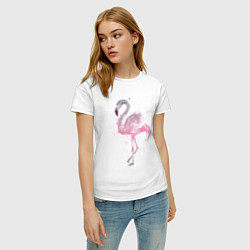 Футболка хлопковая женская Flamingo, цвет: белый — фото 2