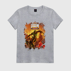 Футболка хлопковая женская DOOM, цвет: меланж