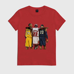 Футболка хлопковая женская Bryant, Jordan, James, цвет: красный