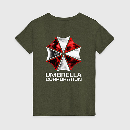 Женская футболка UMBRELLA CORPспина / Меланж-хаки – фото 2