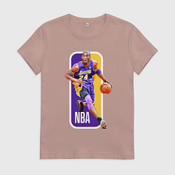 Футболка хлопковая женская NBA Kobe Bryant, цвет: пыльно-розовый