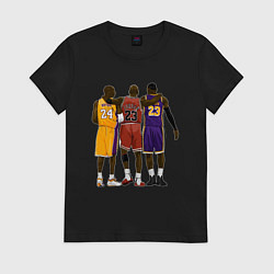 Футболка хлопковая женская Kobe, Michael, LeBron, цвет: черный