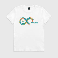 Футболка хлопковая женская Arduino, цвет: белый