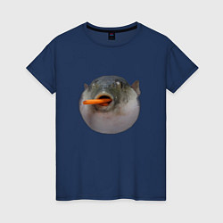 Женская футболка Рыба Фугу есть морковь