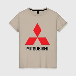 Футболка хлопковая женская MITSUBISHI, цвет: миндальный