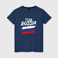 Футболка хлопковая женская Россия, цвет: тёмно-синий