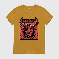 Футболка хлопковая женская Metallica, цвет: горчичный