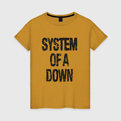 Футболка хлопковая женская System of a down, цвет: горчичный
