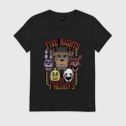 Футболка хлопковая женская FIVE NIGHTS AT FREDDYS, цвет: черный