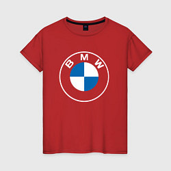 Футболка хлопковая женская BMW LOGO 2020, цвет: красный