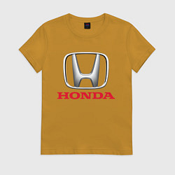 Футболка хлопковая женская HONDA, цвет: горчичный