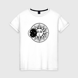 Женская футболка Небесные тела Солнце и луна