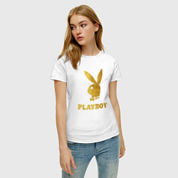 Футболка хлопковая женская PLAYBOY GOLD, цвет: белый — фото 2