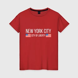 Футболка хлопковая женская NEW YORK, цвет: красный