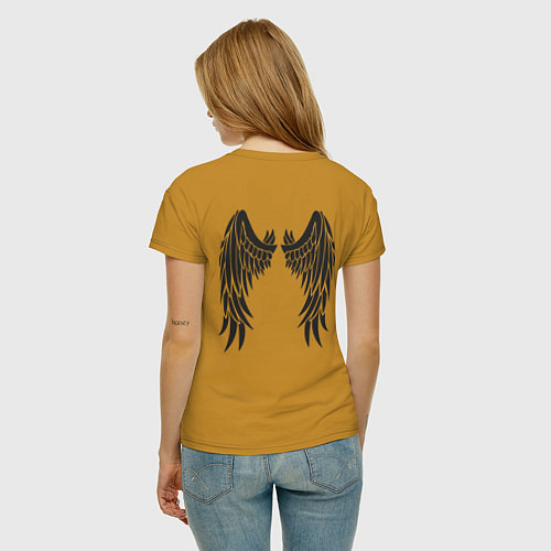 Женская футболка Крылья тату / Горчичный – фото 4