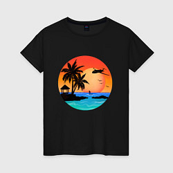 Женская футболка Закат на море
