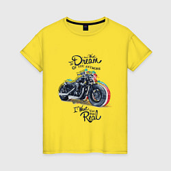 Футболка хлопковая женская Мотоцикл, цвет: желтый