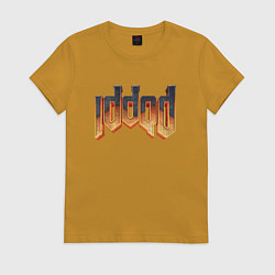 Футболка хлопковая женская IDDQD DOOM, цвет: горчичный