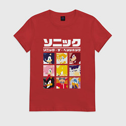 Футболка хлопковая женская Японский Sonic, цвет: красный