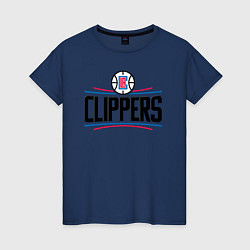 Футболка хлопковая женская Los Angeles Clippers 1, цвет: тёмно-синий