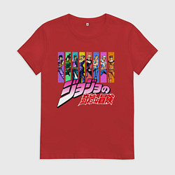 Футболка хлопковая женская JOJOS BIZARRE ADVENTURE, цвет: красный