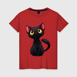 Женская футболка Черный котенок