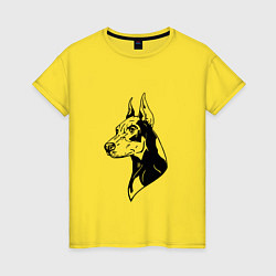 Футболка хлопковая женская Доберман Z, цвет: желтый