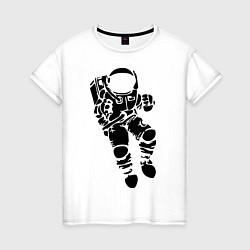 Футболка хлопковая женская Космонавт, цвет: белый