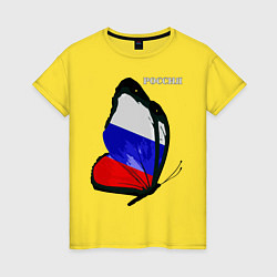 Футболка хлопковая женская Россия, цвет: желтый