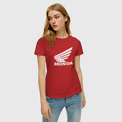Футболка хлопковая женская HONDA, цвет: красный — фото 2