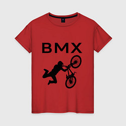 Футболка хлопковая женская Велоспорт BMX Z, цвет: красный