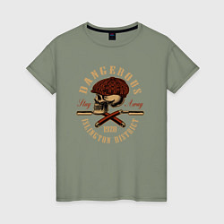 Женская футболка Острые козырьки Череп и бритвы
