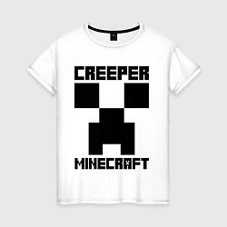 Футболка хлопковая женская MINECRAFT CREEPER, цвет: белый