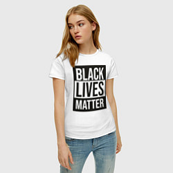 Футболка хлопковая женская BLACK LIVES MATTER, цвет: белый — фото 2