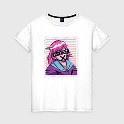 Женская футболка Глитч аниме девочка