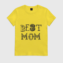 Футболка хлопковая женская Лучшая мама - best mom, цвет: желтый