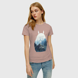 Футболка хлопковая женская Тоторо, цвет: пыльно-розовый — фото 2