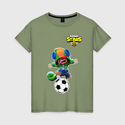 Футболка хлопковая женская Brawl STARS футбол, цвет: авокадо