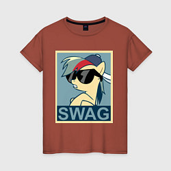 Футболка хлопковая женская Rainbow Dash swag, цвет: кирпичный