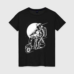 Футболка хлопковая женская Космонавт хипстер, цвет: черный