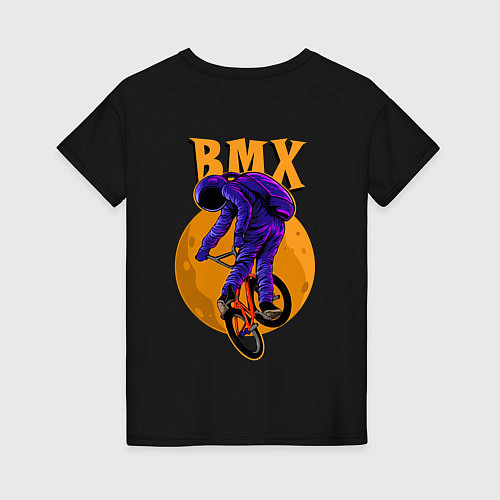Женская футболка BMX - moon - space / Черный – фото 2